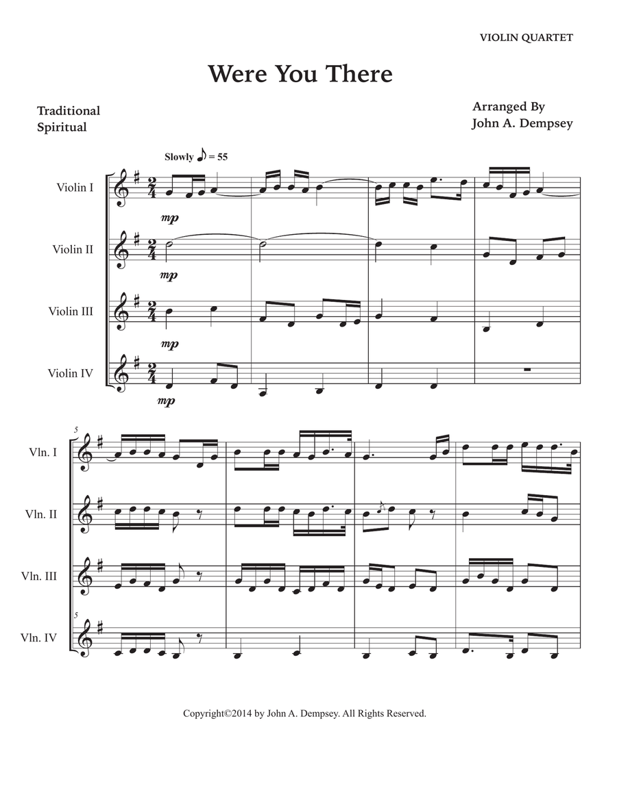 Were You There (Violin Quartet) String Quartet scores gallery preview page 5