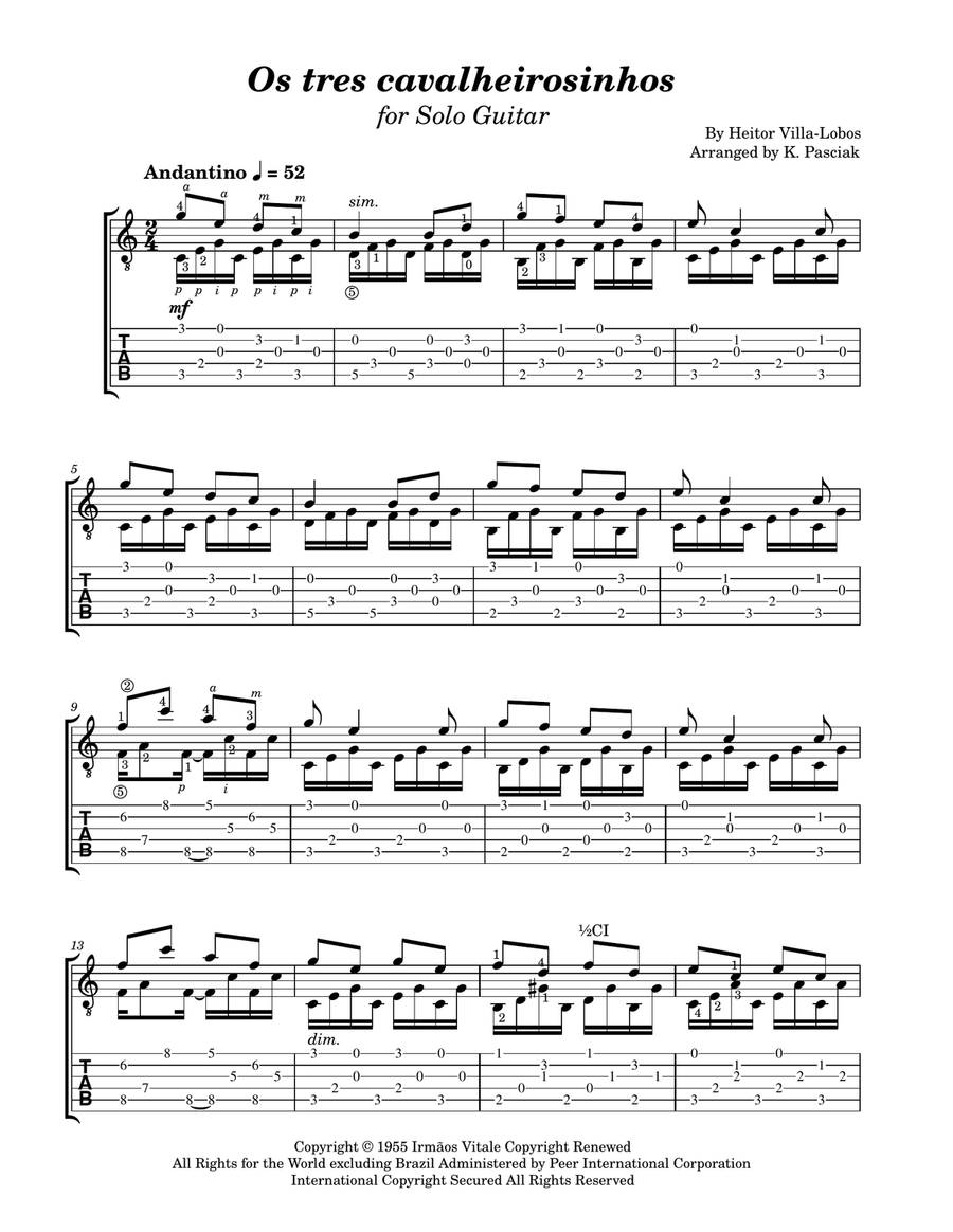 Os Tres Cavalheirosinhos (The Three Little Caballeros) Acoustic Guitar scores gallery preview page 3
