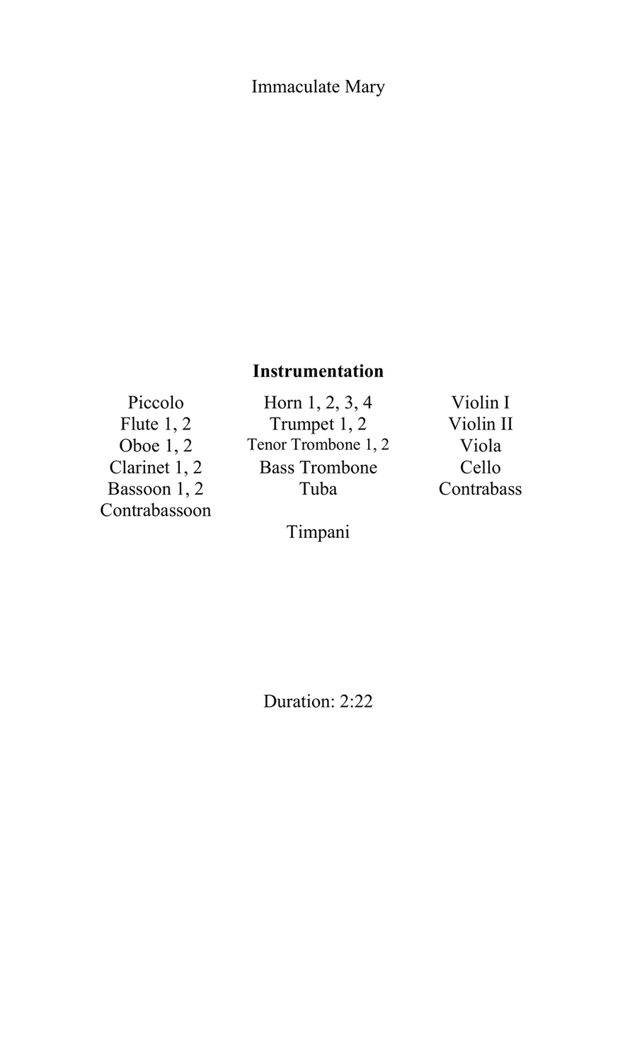 Immaculate Mary (Alternate Version) Full Orchestra scores gallery preview page 2
