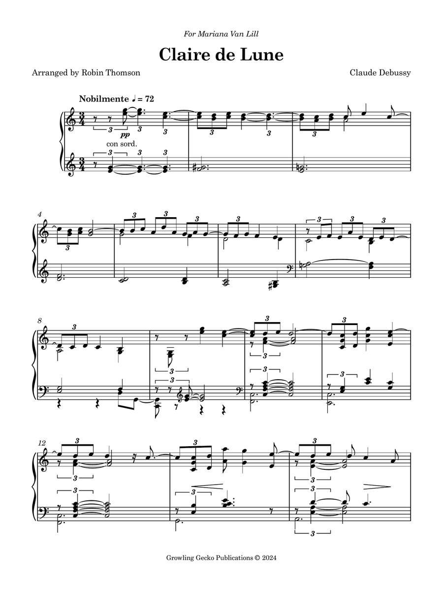 Claire De Lune in C Claire De Lune in C Piano Method scores gallery preview page 1