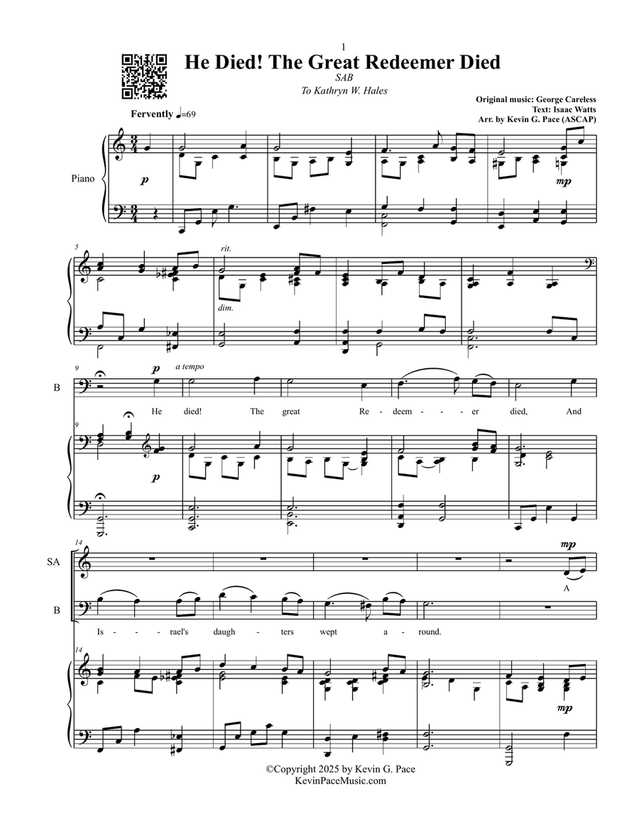 He Died! The Great Redeemer Died, sacred music for SAB choir 3-Part scores gallery preview page 2