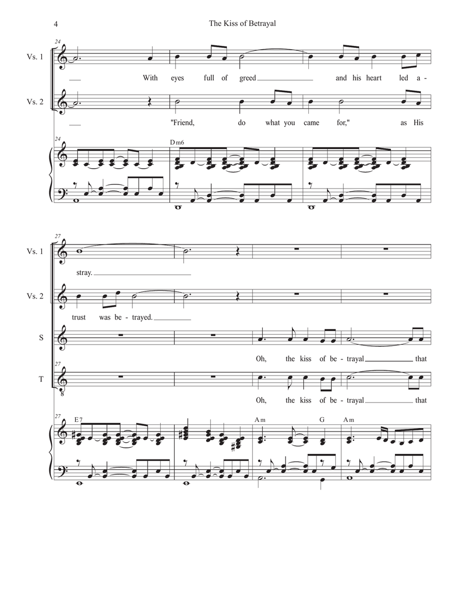 The Kiss of Betrayal (2-part choir - (Soprano and Tenor) 2-Part scores gallery preview page 4
