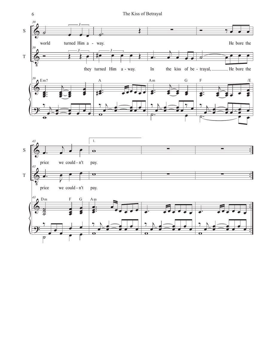 The Kiss of Betrayal (2-part choir - (Soprano and Tenor) 2-Part scores gallery preview page 6