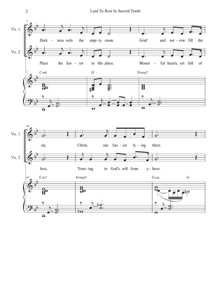 Laid To Rest In Sacred Tomb (Holy Week/Good Friday Version) (Vocal solo) Piano, Vocal scores gallery preview page 2