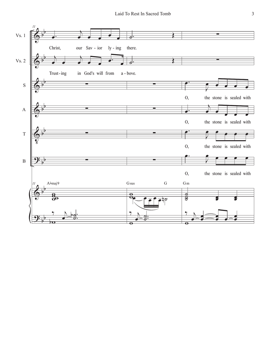 Laid To Rest In Sacred Tomb (Holy Week/Good Friday Version) (Vocal Quartet - (SATB) 4-Part scores gallery preview page 3
