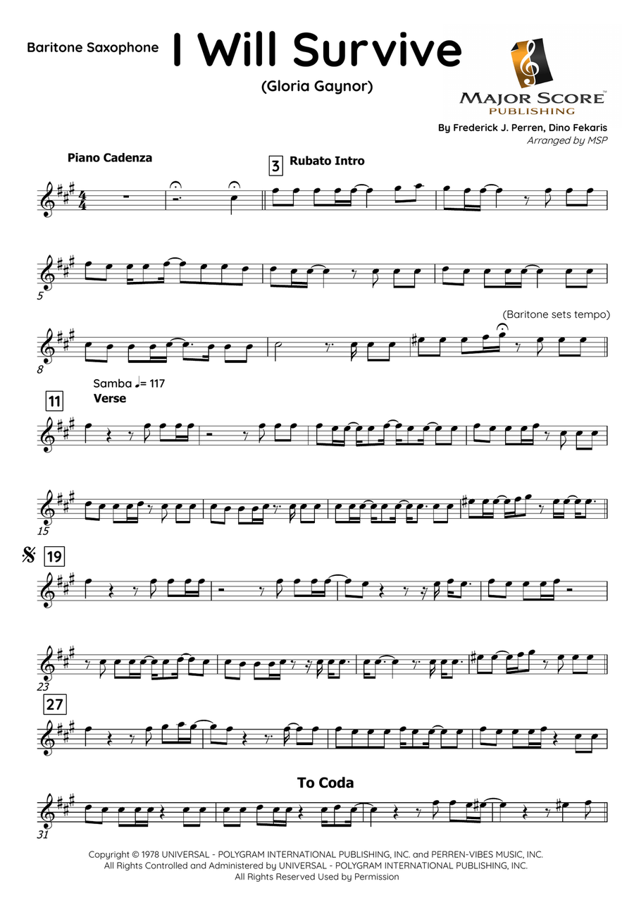 I Will Survive I Will Survive Baritone Saxophone scores gallery preview page 2