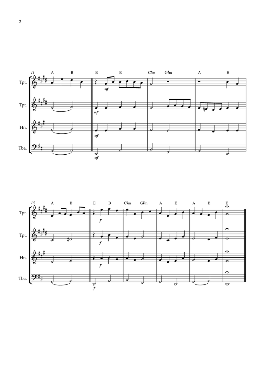 Canon in D for Brass Quartet Brass Quartet scores gallery preview page 2