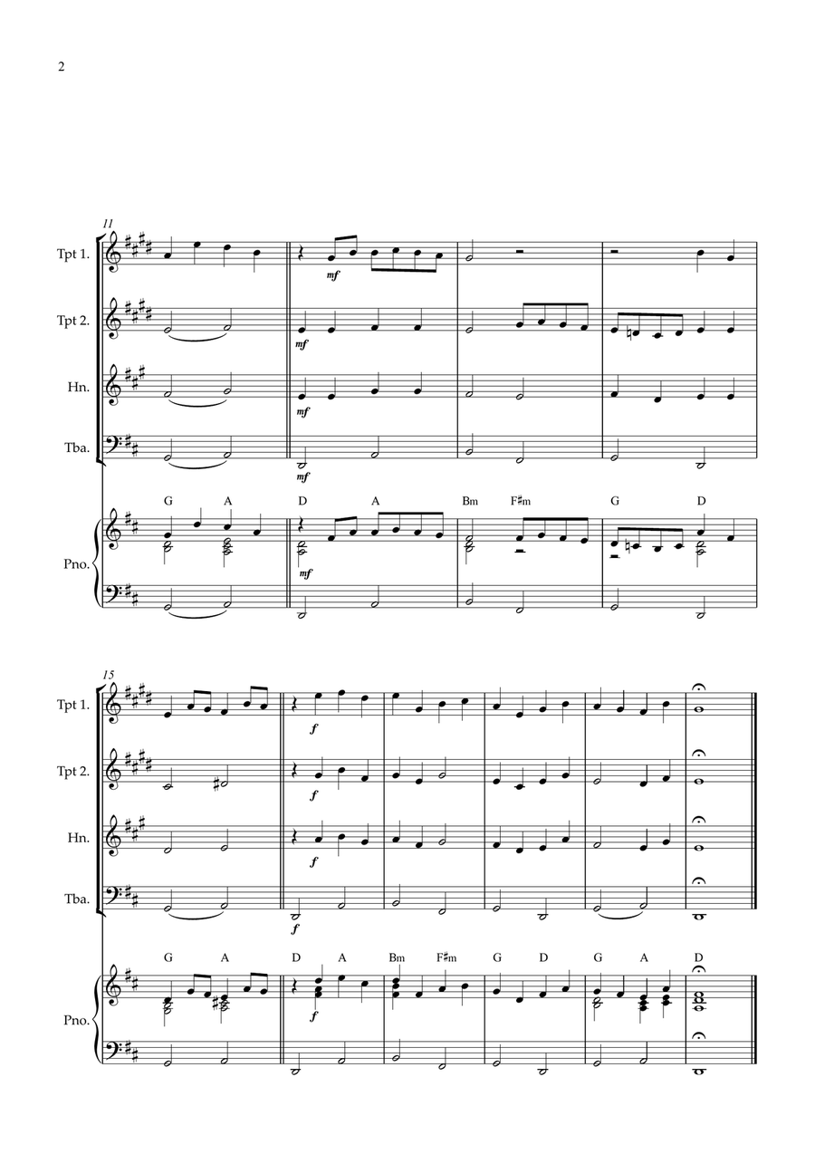 Canon in D for Brass Quartet and piano Brass Quartet scores gallery preview page 2