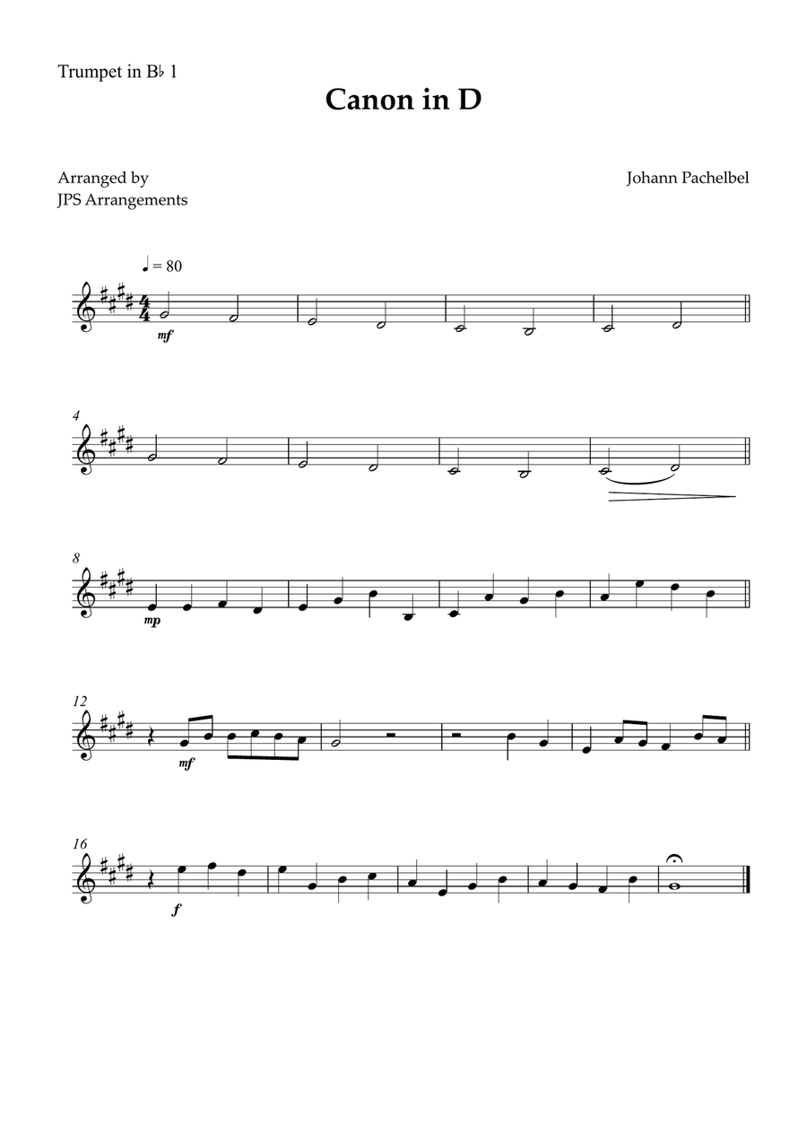Canon in D for Brass Quartet and piano Brass Quartet scores gallery preview page 3
