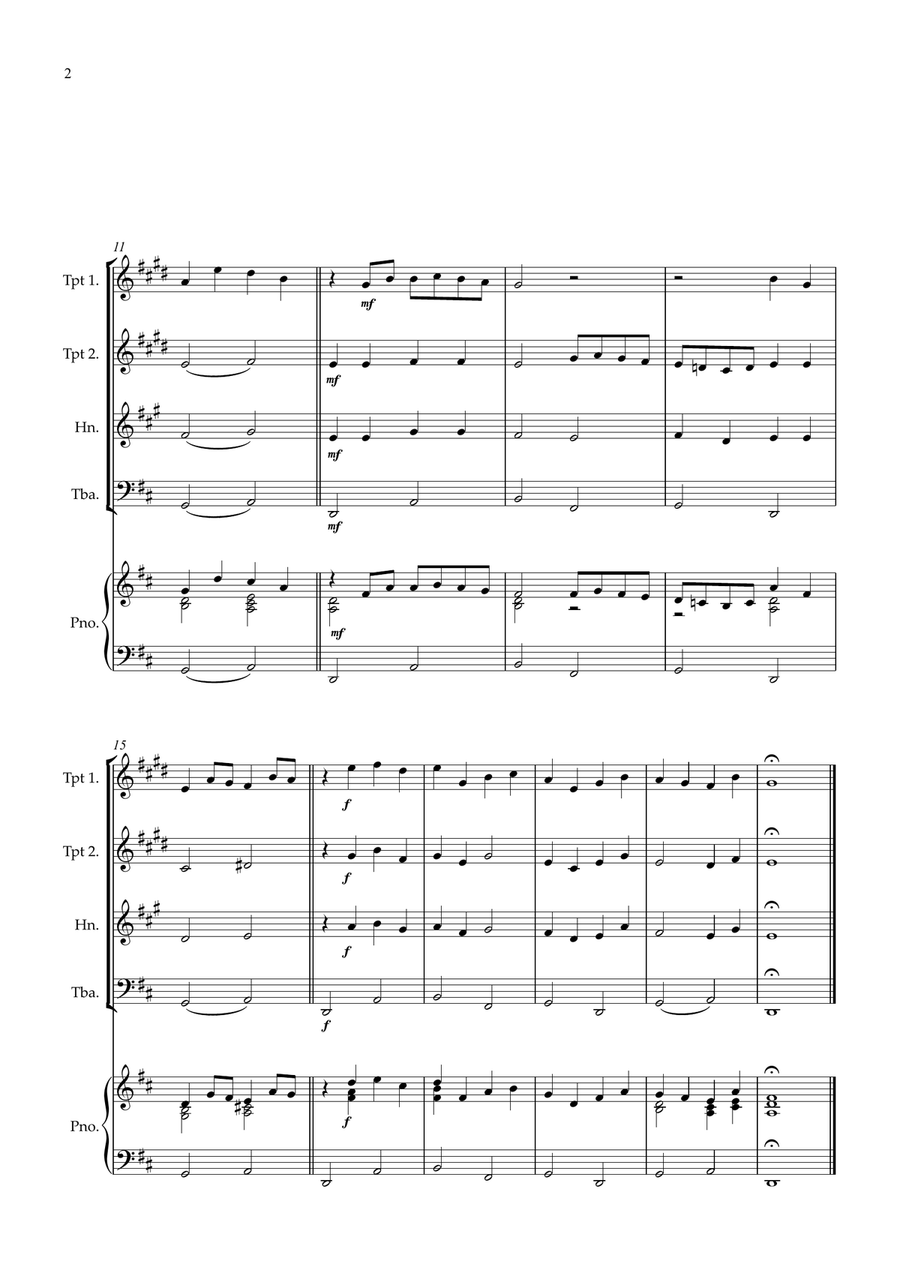 Canon in D for Brass Quartet and piano Brass Quartet scores gallery preview page 2