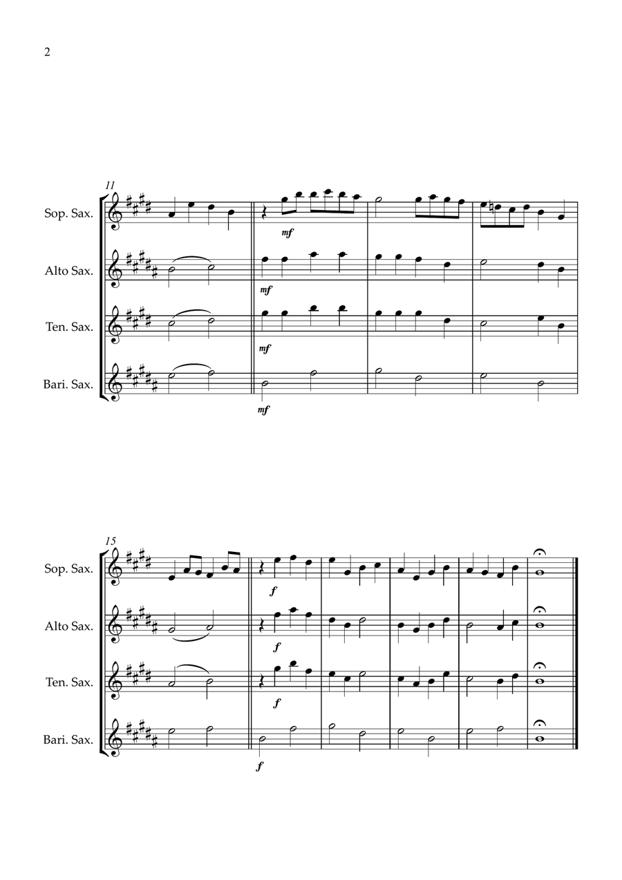 Canon in D for Sax Quartet Saxophone Quartet scores gallery preview page 2