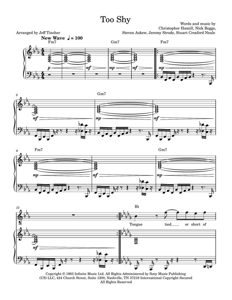 Too Shy Too Shy Piano, Vocal scores gallery preview page 2