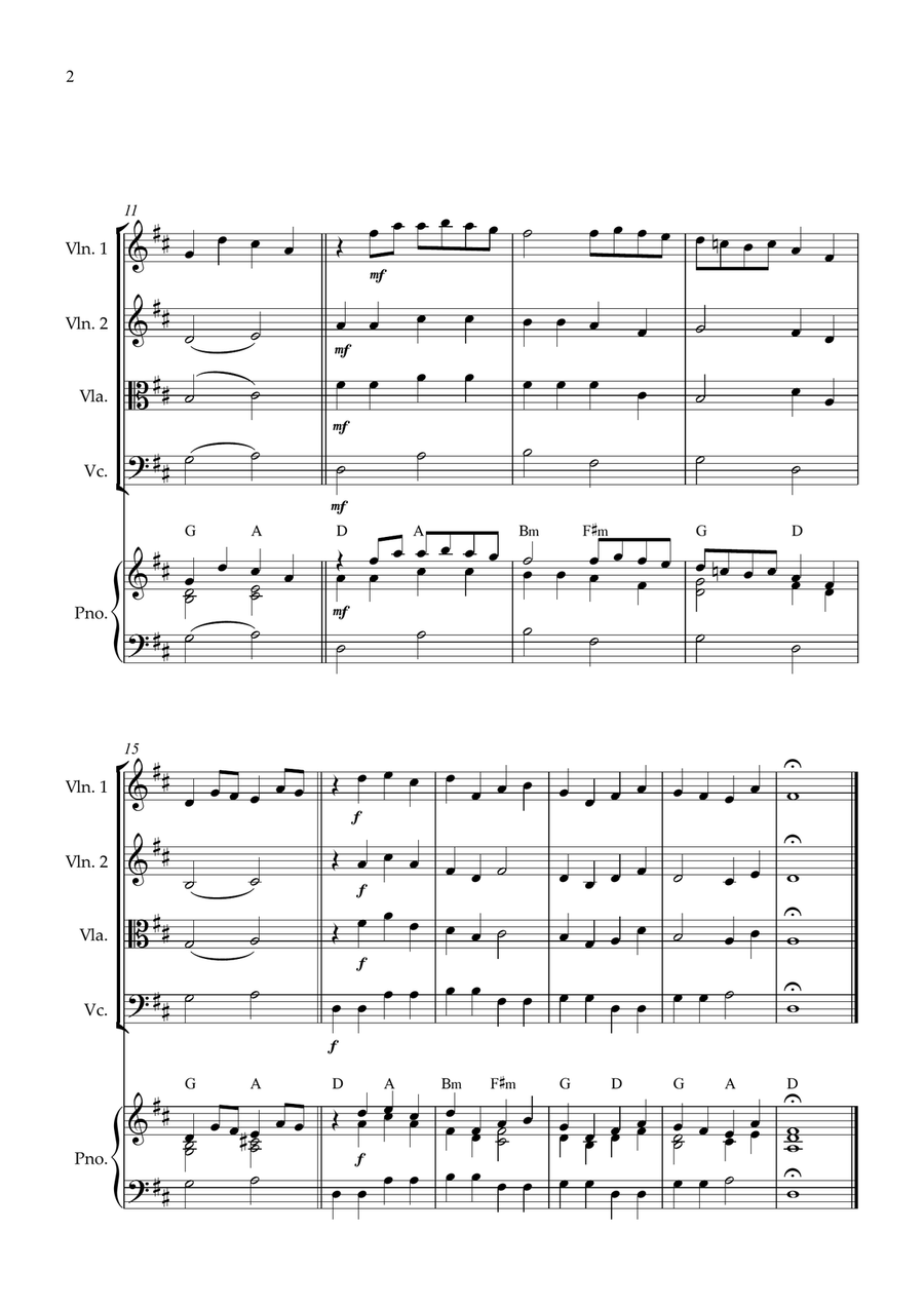 Canon in D for String Quartet and piano String Quartet scores gallery preview page 2