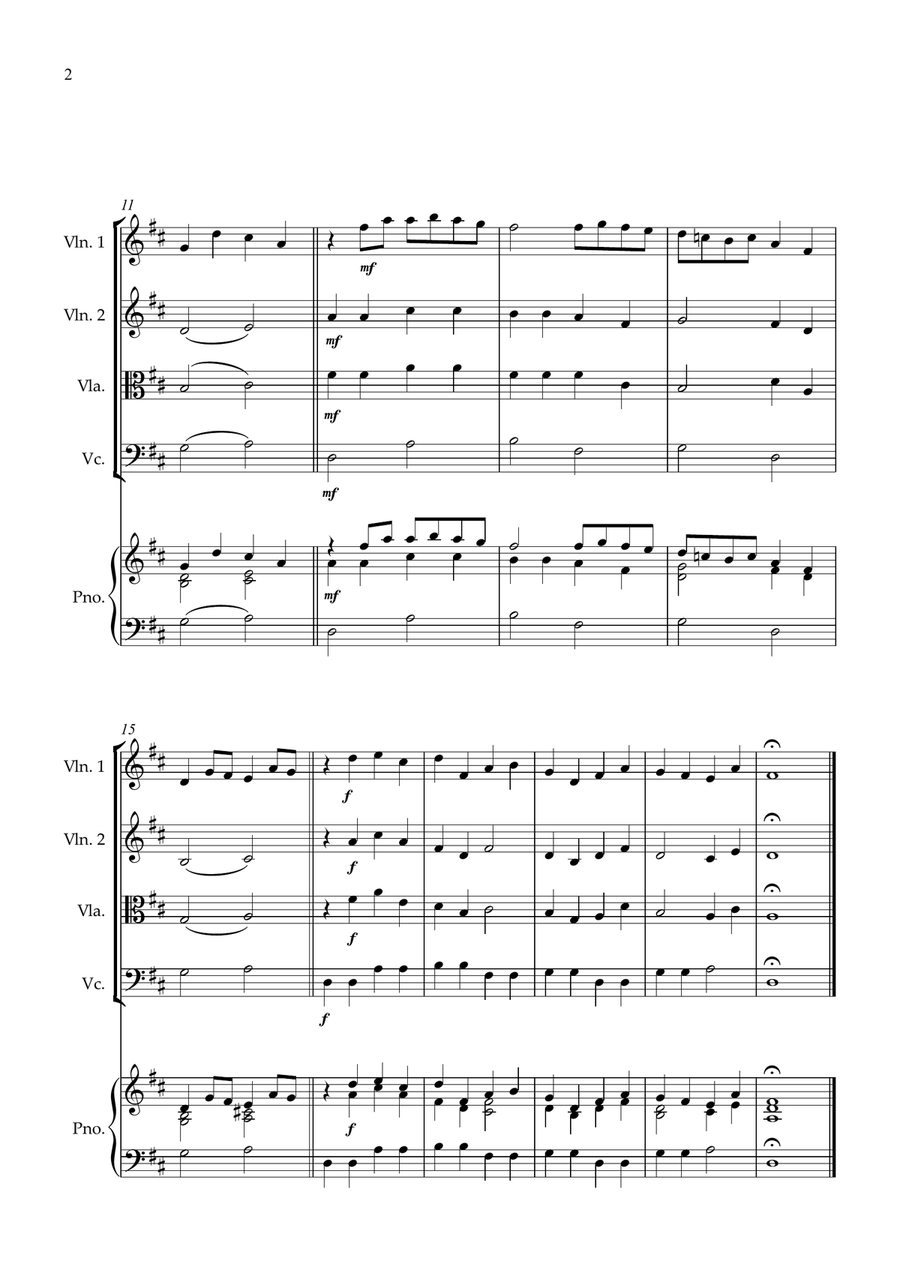 Canon in D for String Quartet and piano String Quartet scores gallery preview page 2