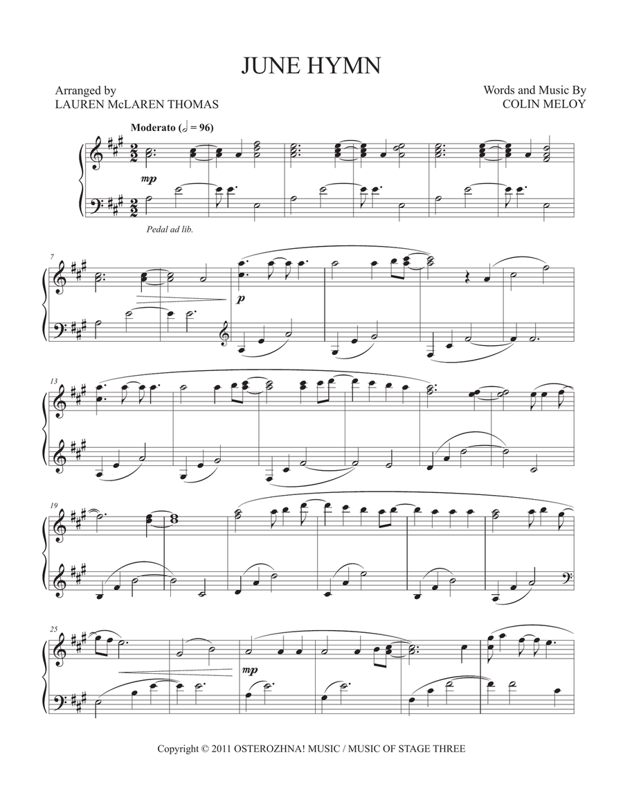 June Hymn June Hymn Piano Solo scores gallery preview page 1