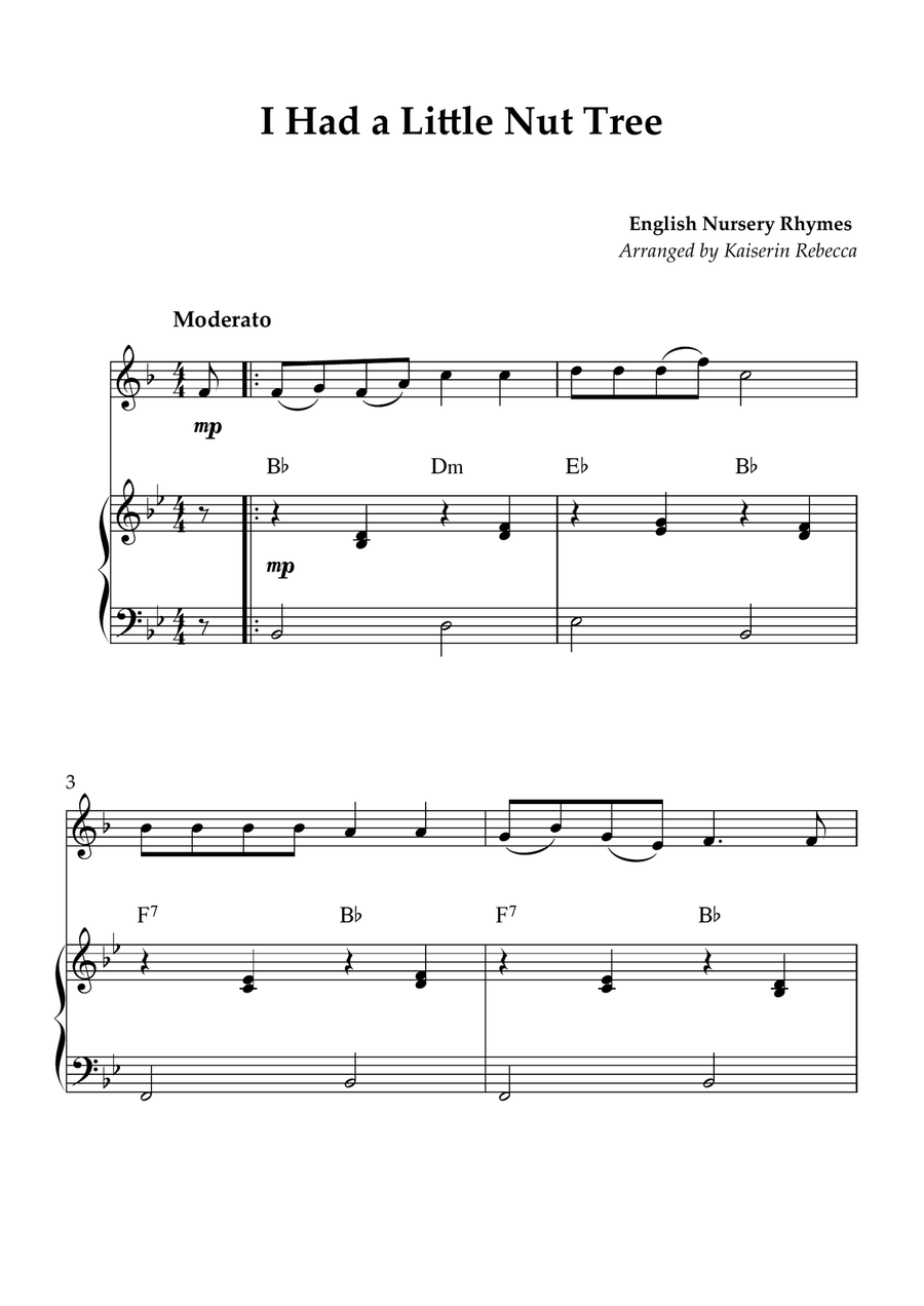 I Had a Little Nut Tree I Had a Little Nut Tree Piano scores gallery preview page 1