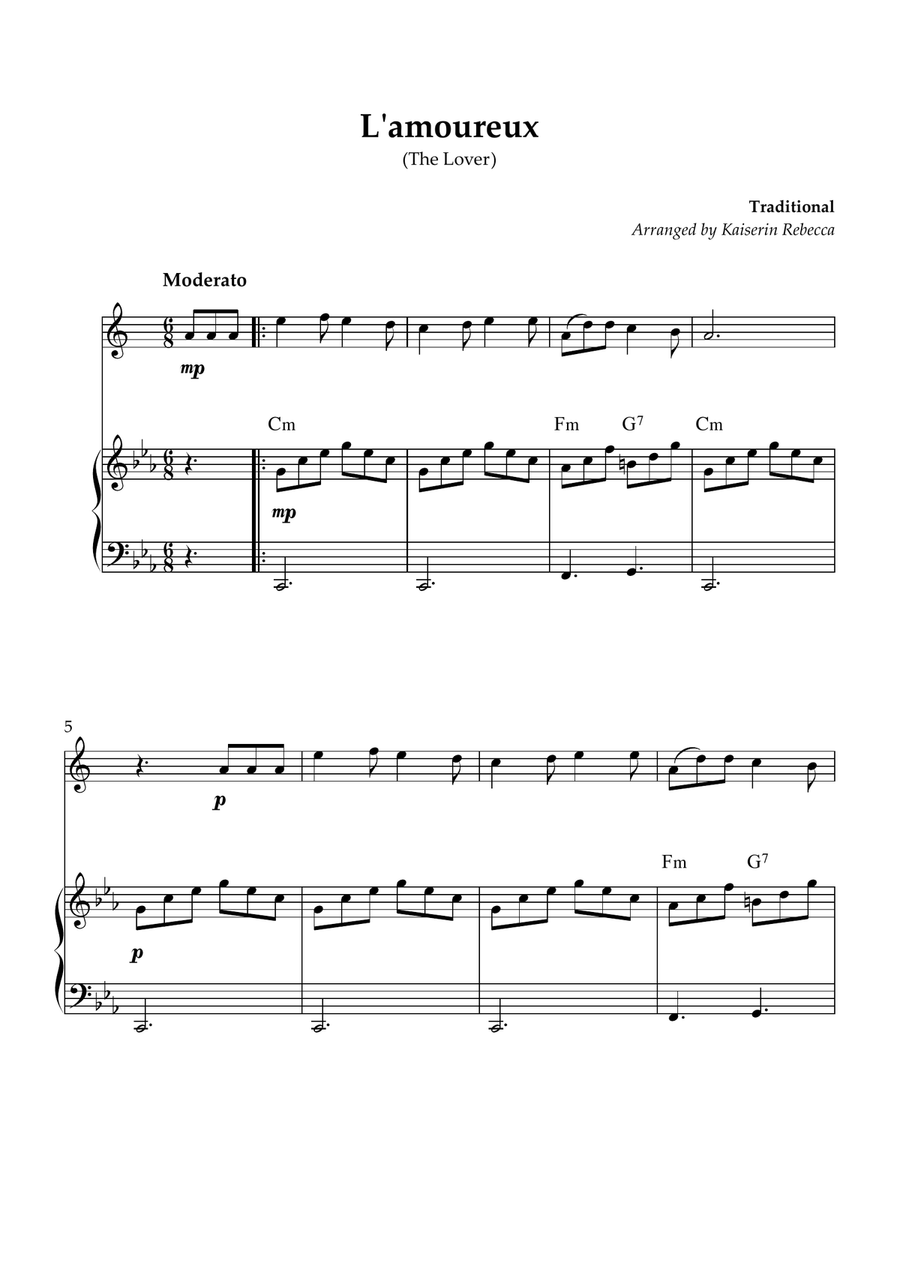 L'amoureux (The Lover) L'amoureux (The Lover) Alto Saxophone scores gallery preview page 1
