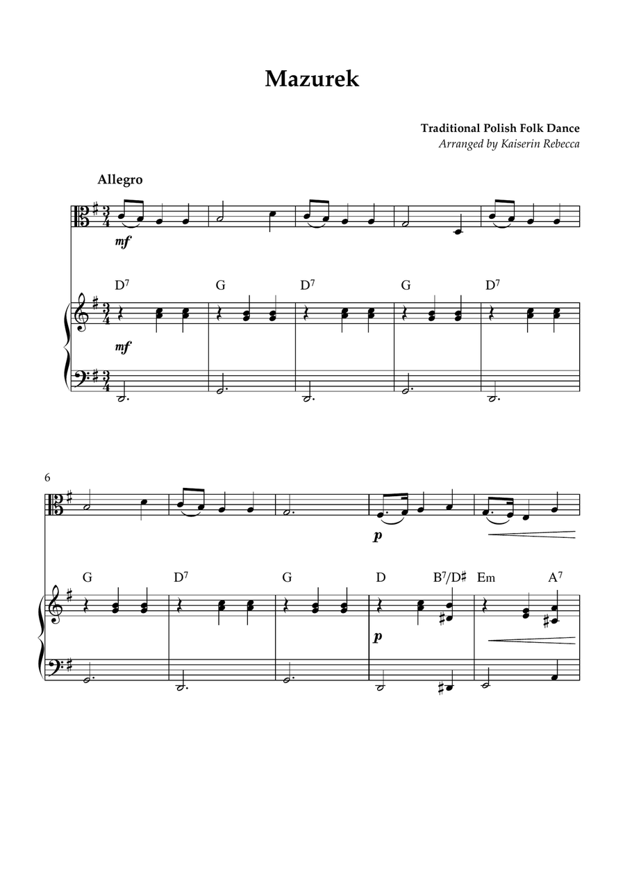 Mazurek Mazurek Viola scores gallery preview page 1