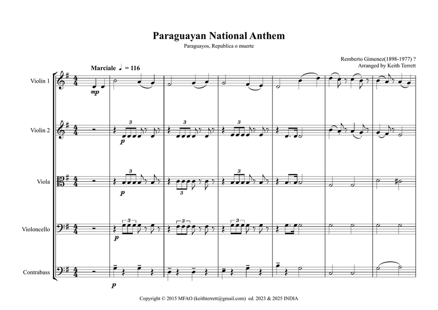 Paraguvan National Anthem for String Orchestra String Orchestra scores gallery preview page 2