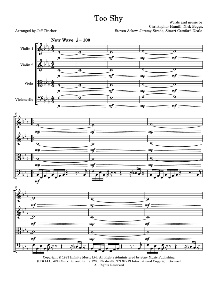 Too Shy String Quartet scores gallery preview page 2