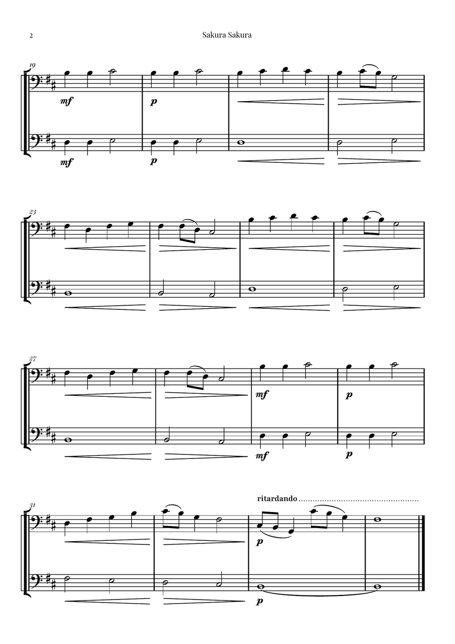Sakura Sakura (Cherry Blossoms) – BEAUTIFUL DUET String Duet scores gallery preview page 2