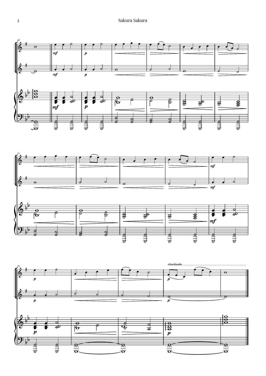 Sakura Sakura (Cherry Blossoms) – BEAUTIFUL DUET Woodwind Duet scores gallery preview page 2