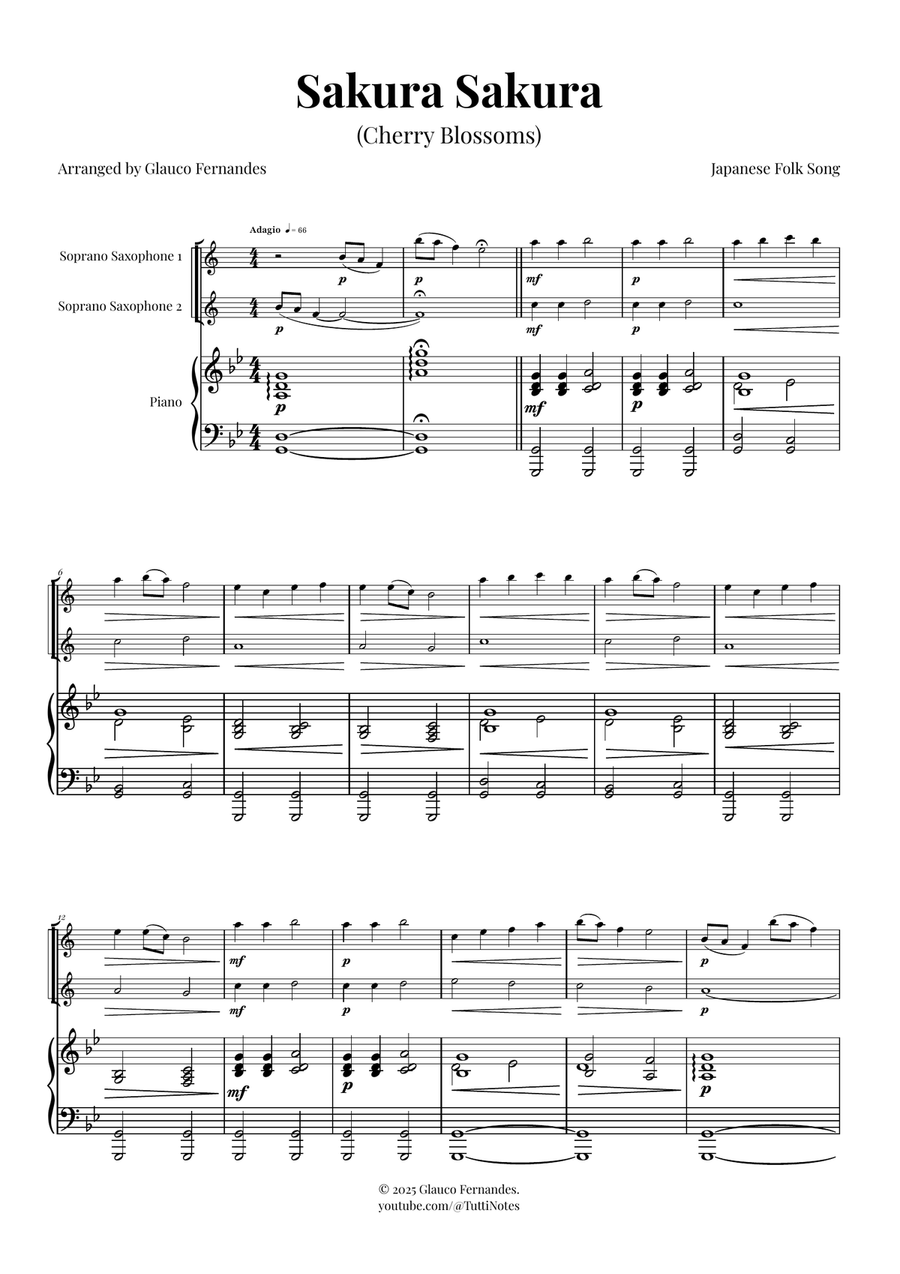 Sakura Sakura (Cherry Blossoms) – BEAUTIFUL DUET Woodwind Duet scores gallery preview page 1