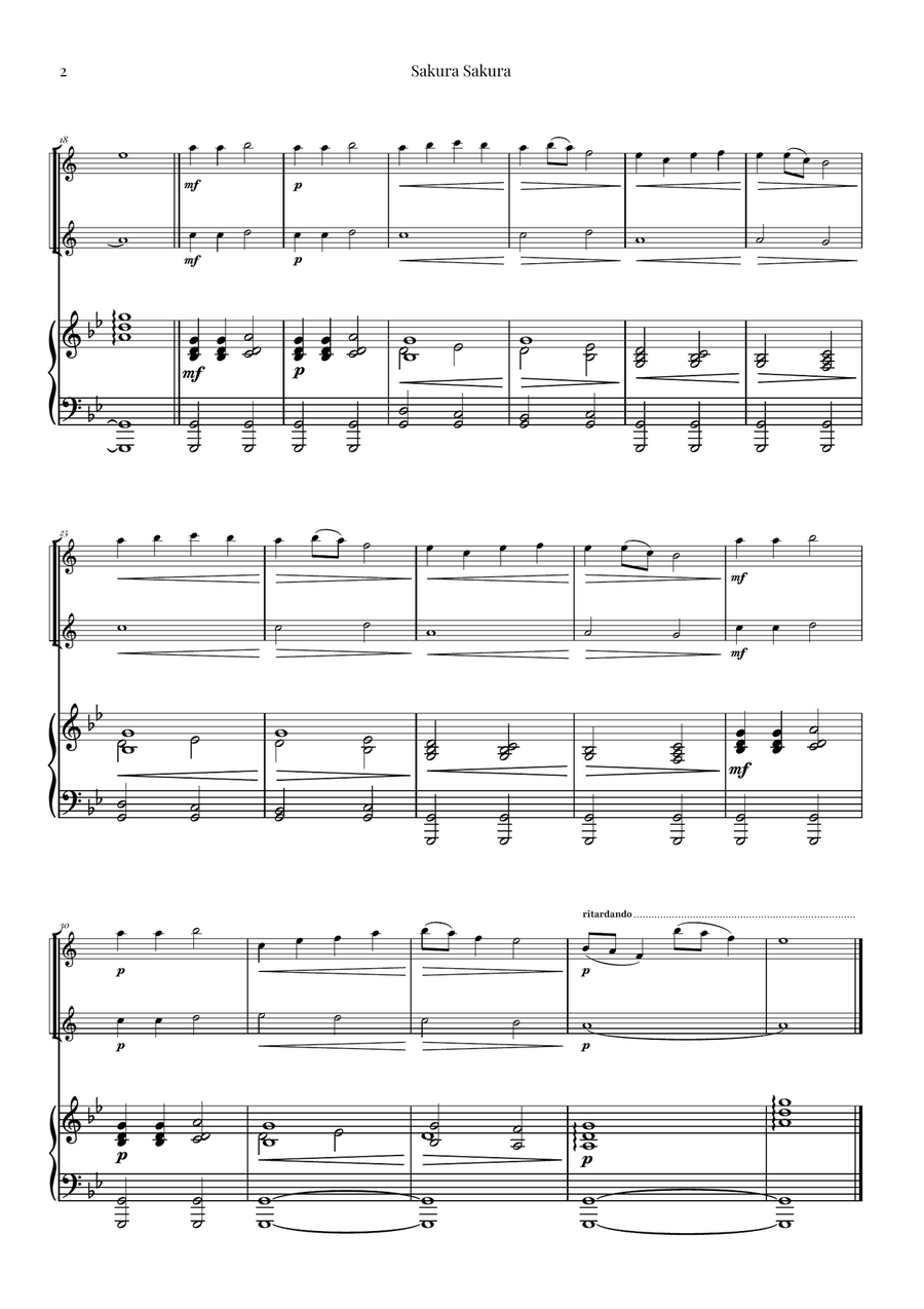 Sakura Sakura (Cherry Blossoms) – BEAUTIFUL DUET Woodwind Duet scores gallery preview page 2