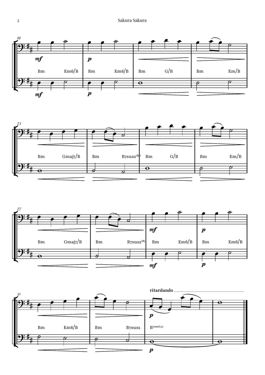 Sakura Sakura (Cherry Blossoms) – BEAUTIFUL DUET String Duet scores gallery preview page 2