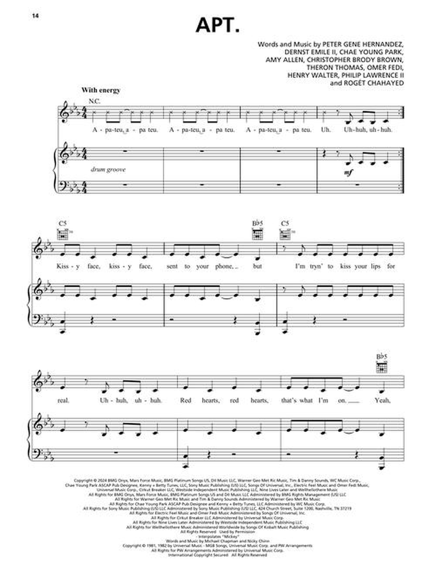 Chart Hits of 2024-2025 Chart Hits of 2024-2025 Piano, Vocal, Guitar scores gallery preview page 5