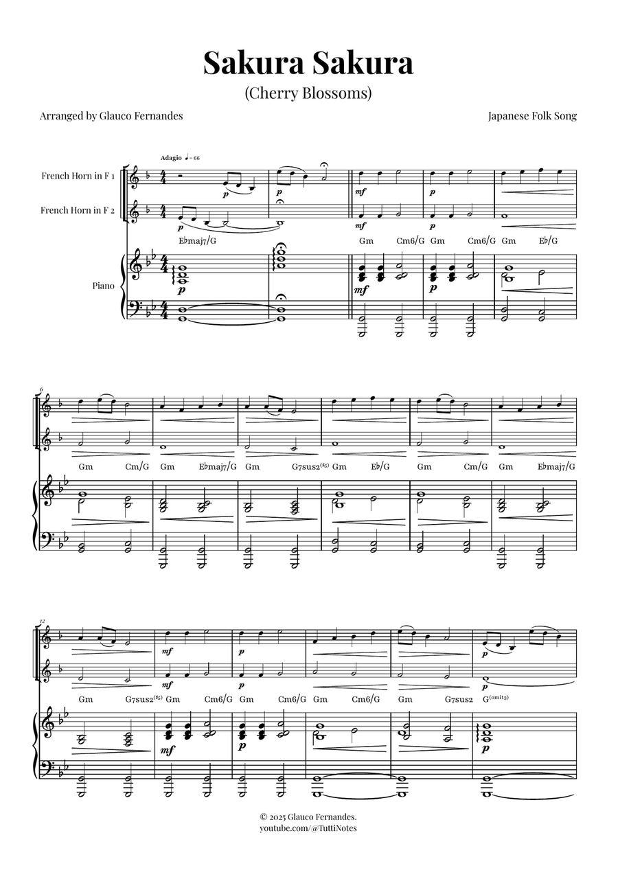 Sakura Sakura (Cherry Blossoms) – BEAUTIFUL DUET Brass Duet scores gallery preview page 1