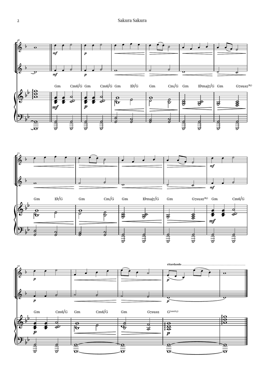 Sakura Sakura (Cherry Blossoms) – BEAUTIFUL DUET Brass Duet scores gallery preview page 2
