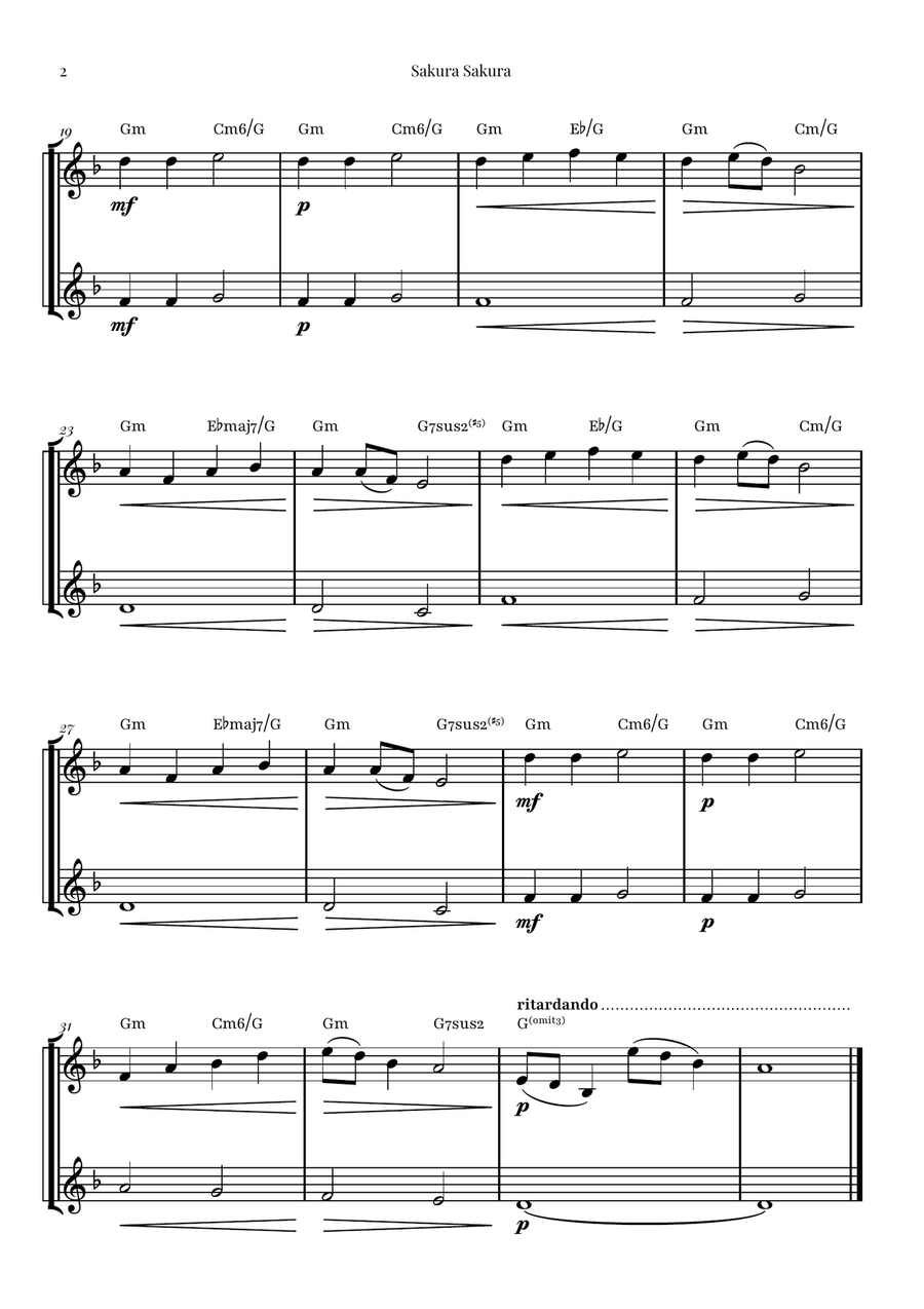 Sakura Sakura (Cherry Blossoms) – BEAUTIFUL DUET Brass Duet scores gallery preview page 2
