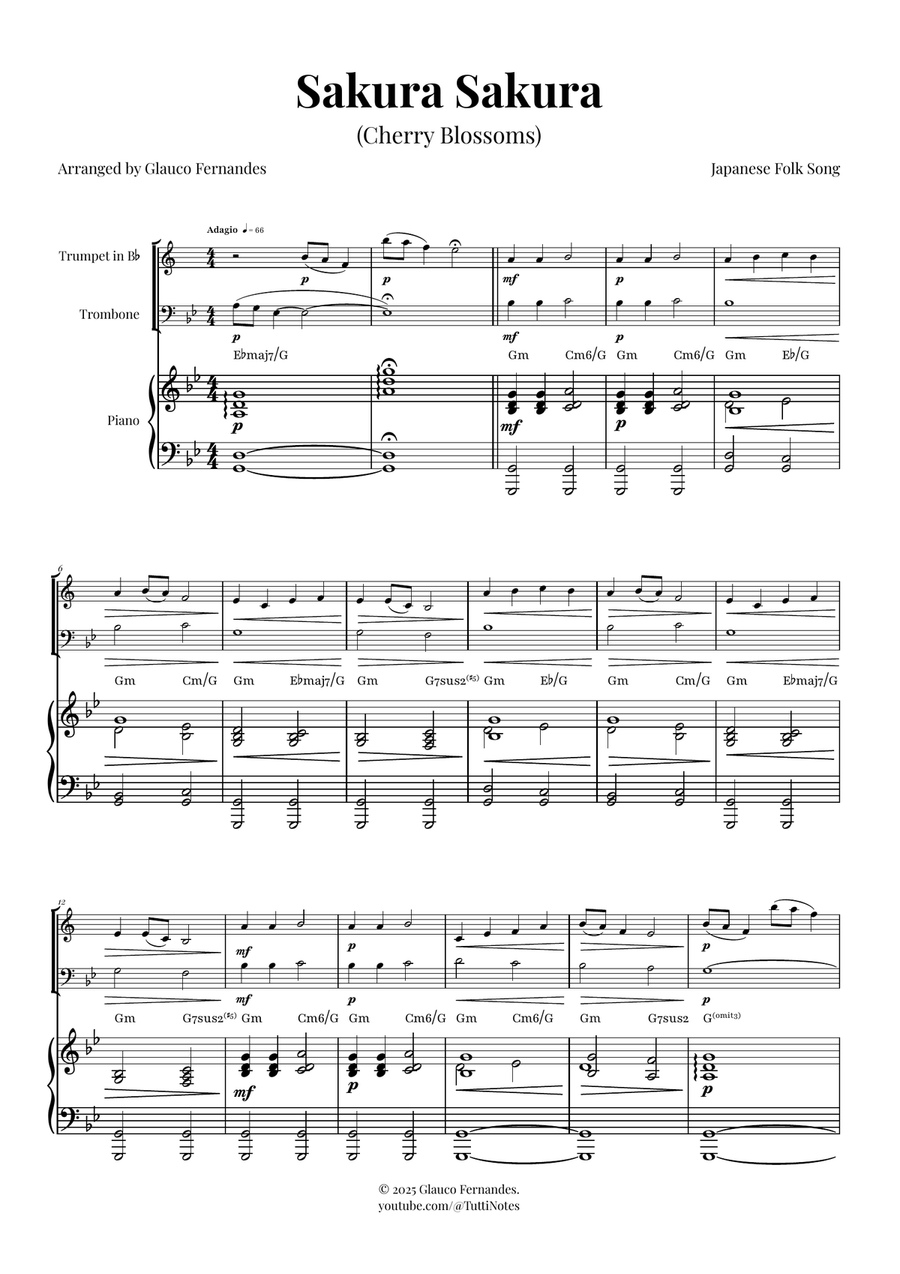 Sakura Sakura (Cherry Blossoms) – BEAUTIFUL DUET Brass Duet scores gallery preview page 1
