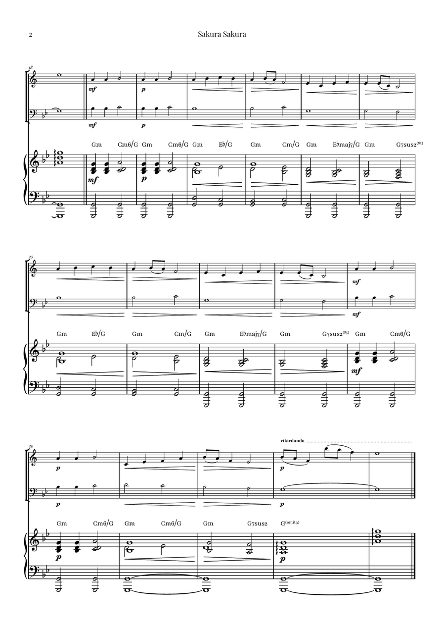 Sakura Sakura (Cherry Blossoms) – BEAUTIFUL DUET Brass Duet scores gallery preview page 2