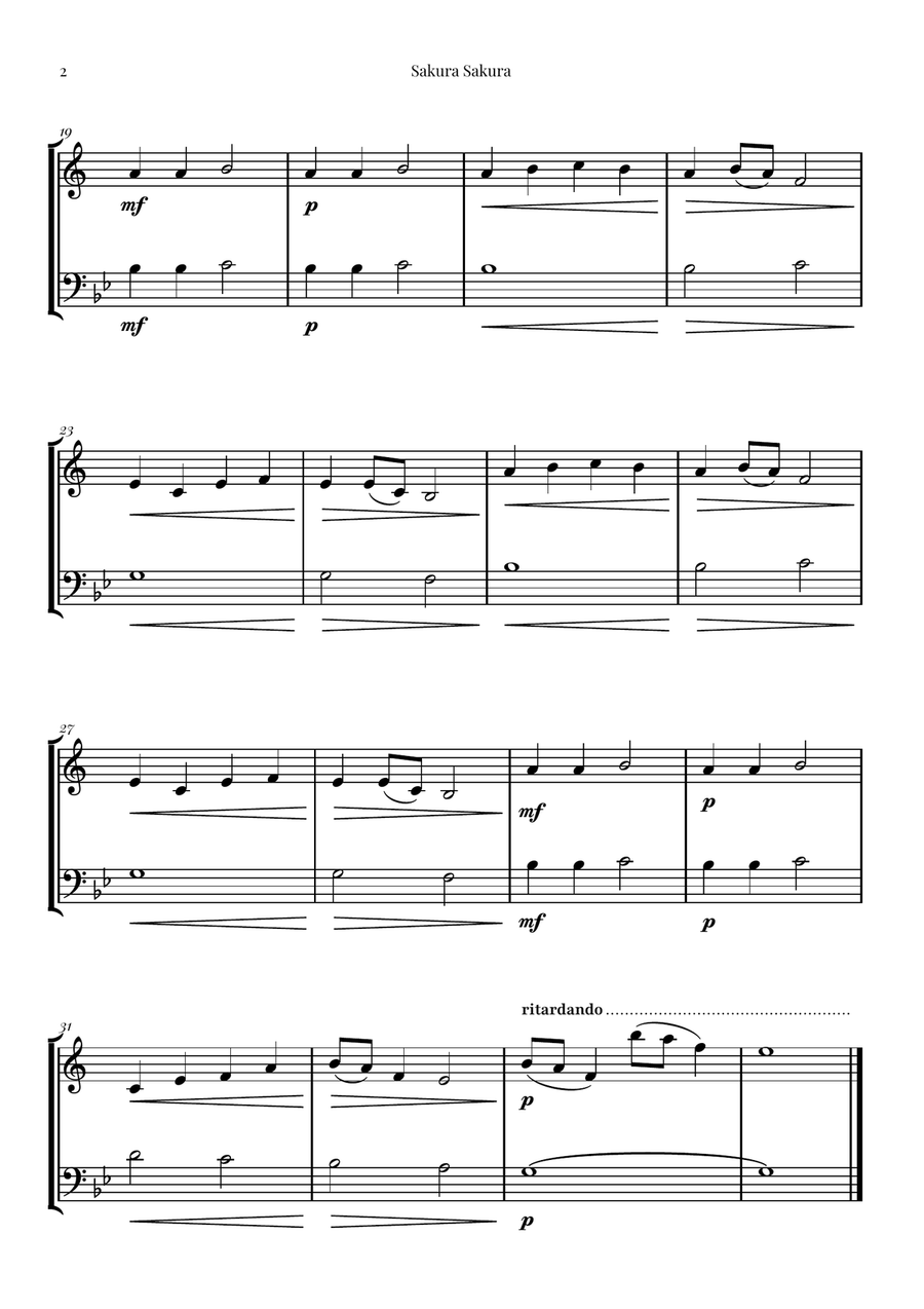 Sakura Sakura (Cherry Blossoms) – BEAUTIFUL DUET Brass Duet scores gallery preview page 2