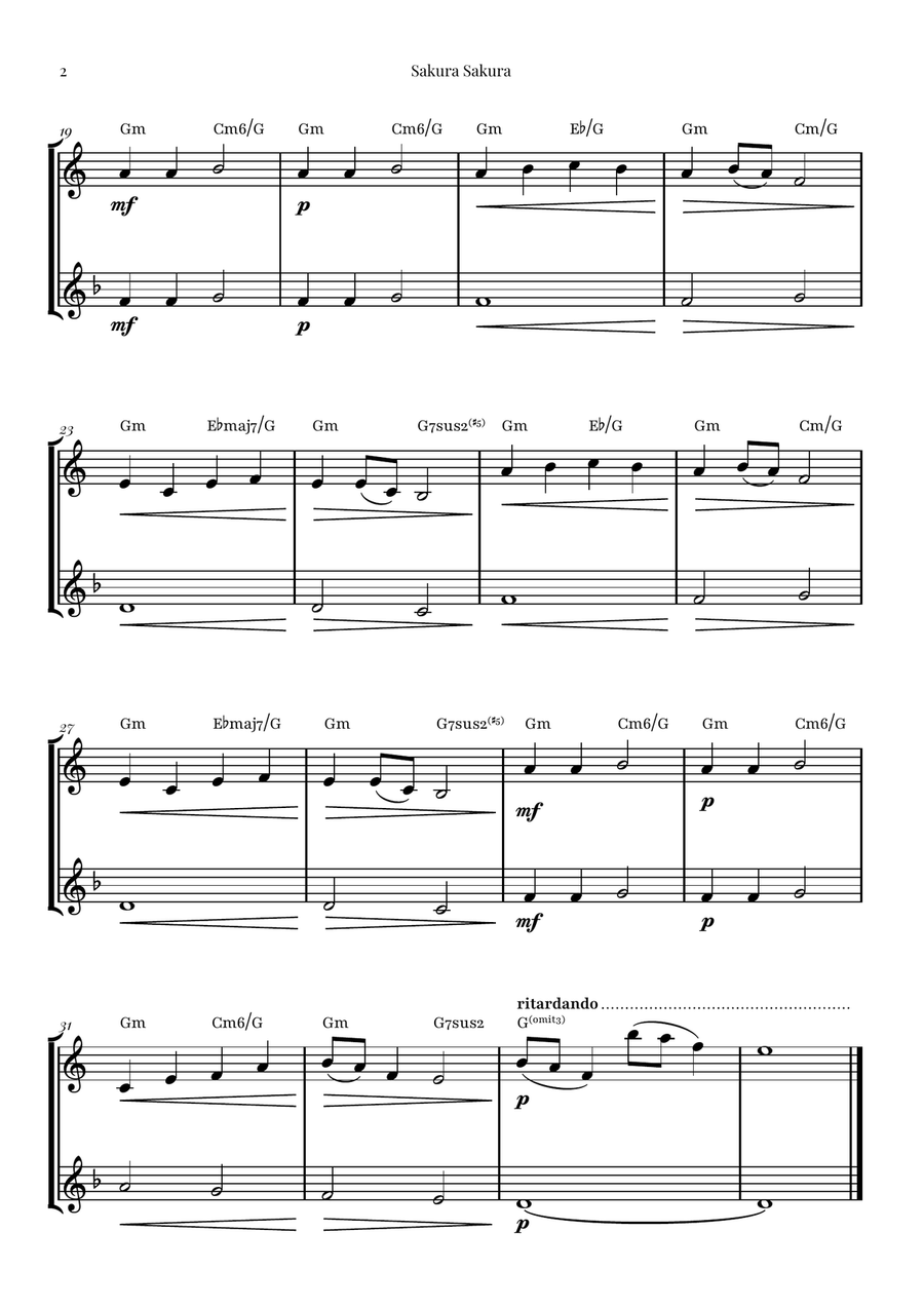 Sakura Sakura (Cherry Blossoms) – BEAUTIFUL DUET Brass Duet scores gallery preview page 2