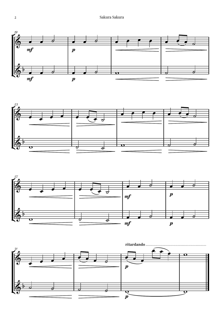 Sakura Sakura (Cherry Blossoms) – BEAUTIFUL DUET Brass Duet scores gallery preview page 2