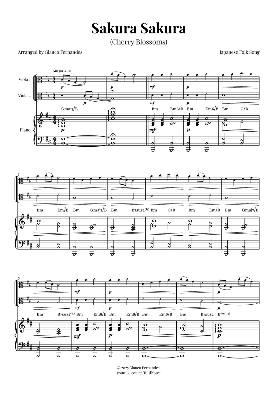 Sakura Sakura (Cherry Blossoms) – BEAUTIFUL DUET String Duet scores gallery preview page 1