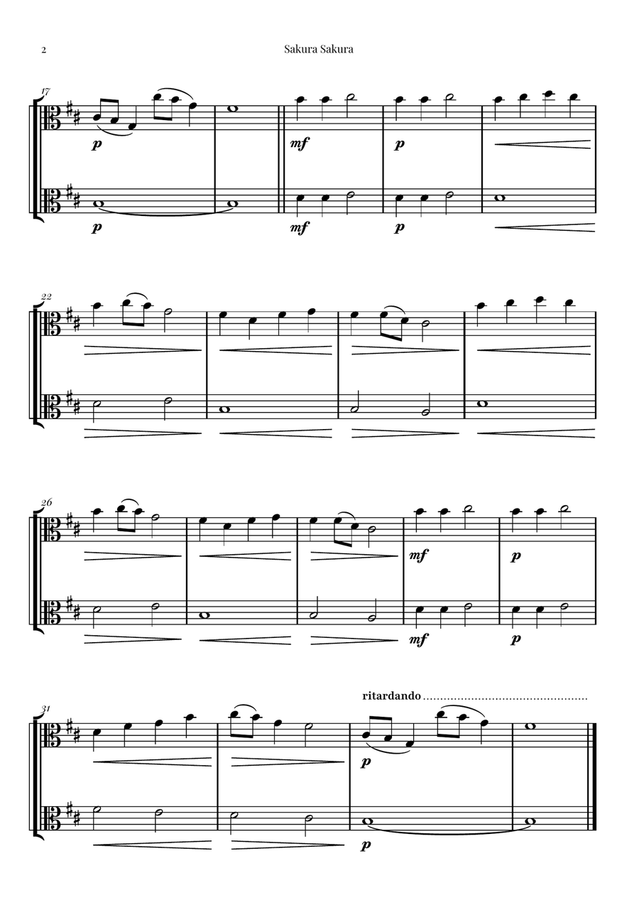 Sakura Sakura (Cherry Blossoms) – BEAUTIFUL DUET String Duet scores gallery preview page 2