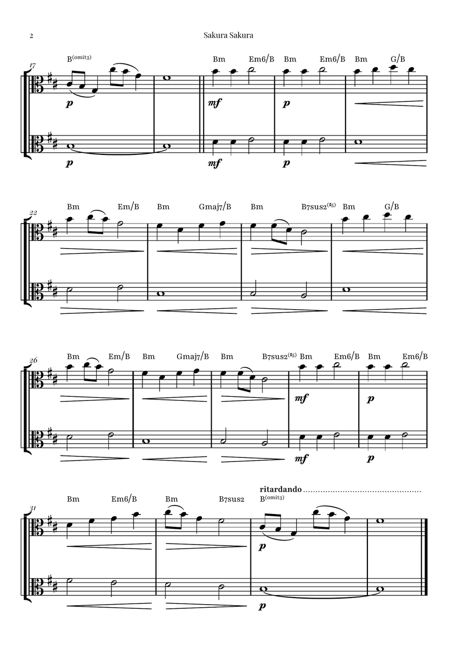 Sakura Sakura (Cherry Blossoms) – BEAUTIFUL DUET String Duet scores gallery preview page 2