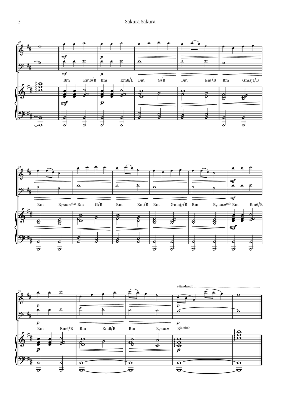 Sakura Sakura (Cherry Blossoms) – BEAUTIFUL DUET Piano Trio scores gallery preview page 2