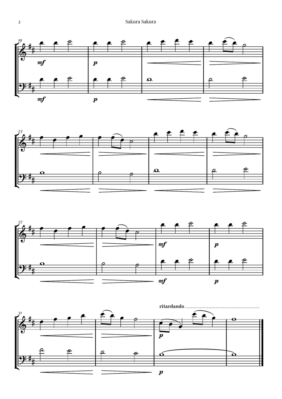 Sakura Sakura (Cherry Blossoms) – BEAUTIFUL DUET String Duet scores gallery preview page 2
