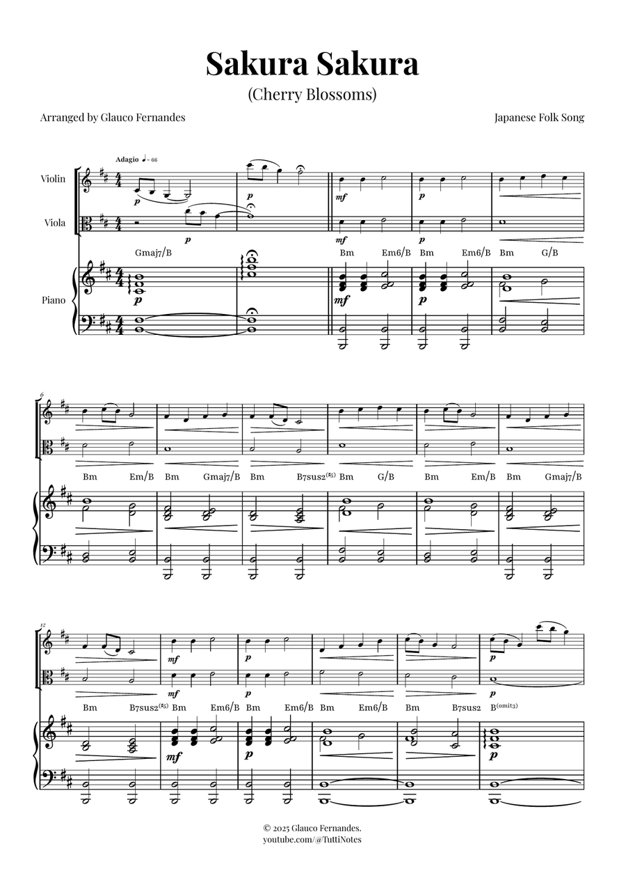 Sakura Sakura (Cherry Blossoms) – BEAUTIFUL DUET String Duet scores gallery preview page 1