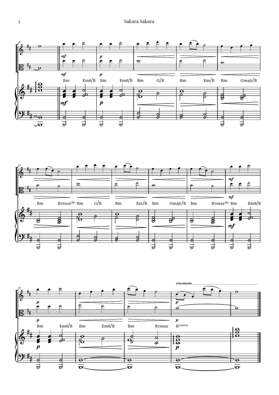 Sakura Sakura (Cherry Blossoms) – BEAUTIFUL DUET String Duet scores gallery preview page 2