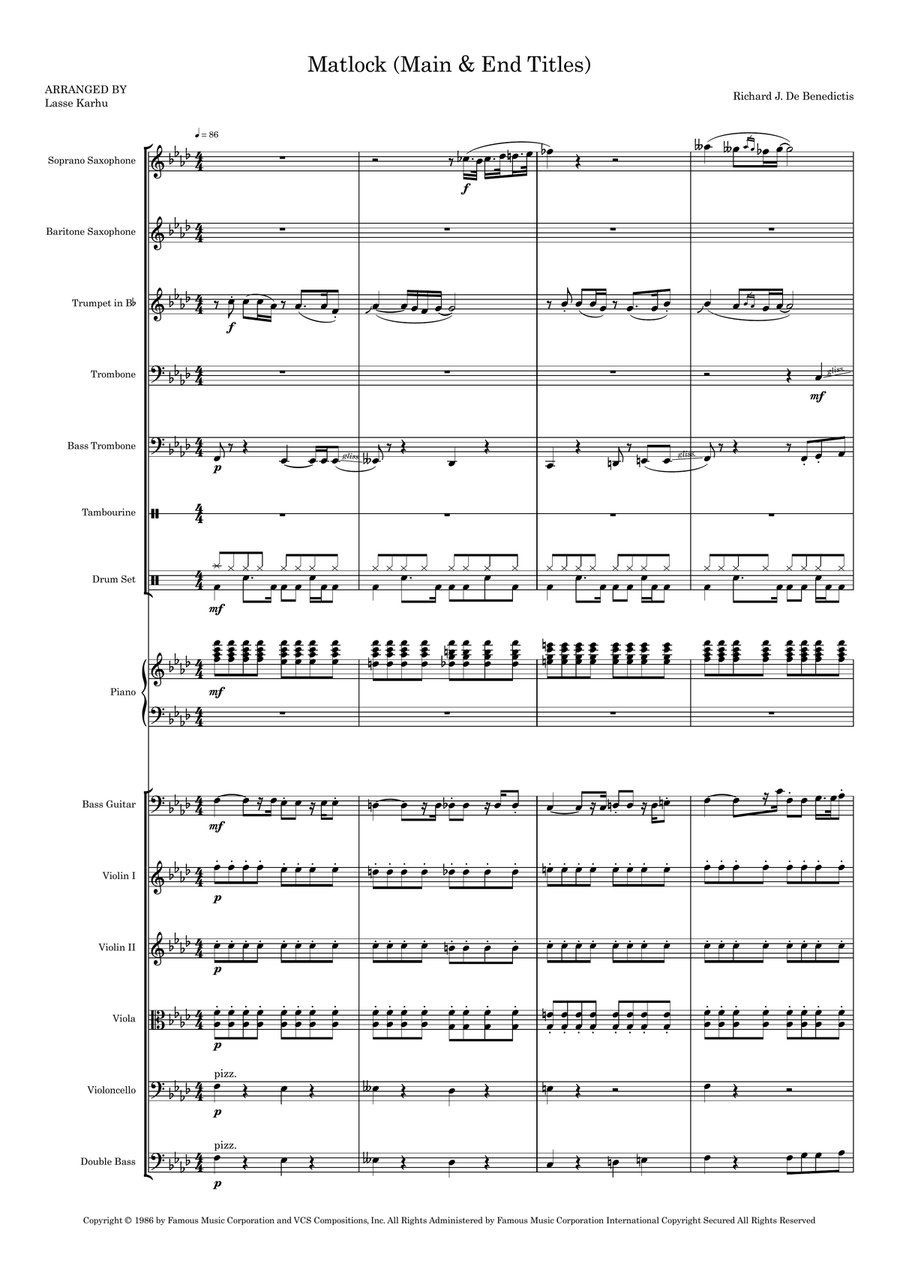 Matlock (Main & End Titles) Large Ensemble scores gallery preview page 1