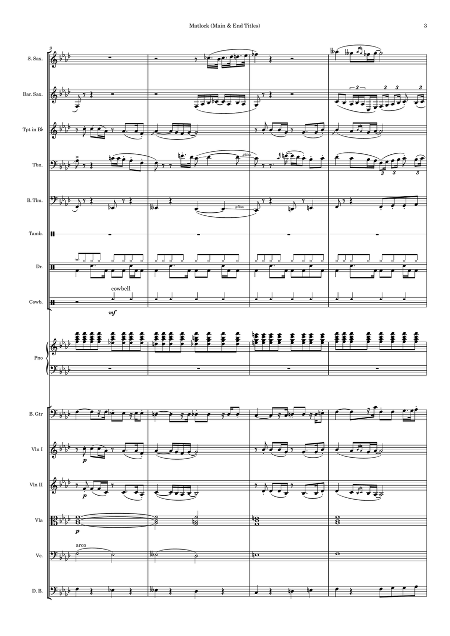 Matlock (Main & End Titles) Large Ensemble scores gallery preview page 3