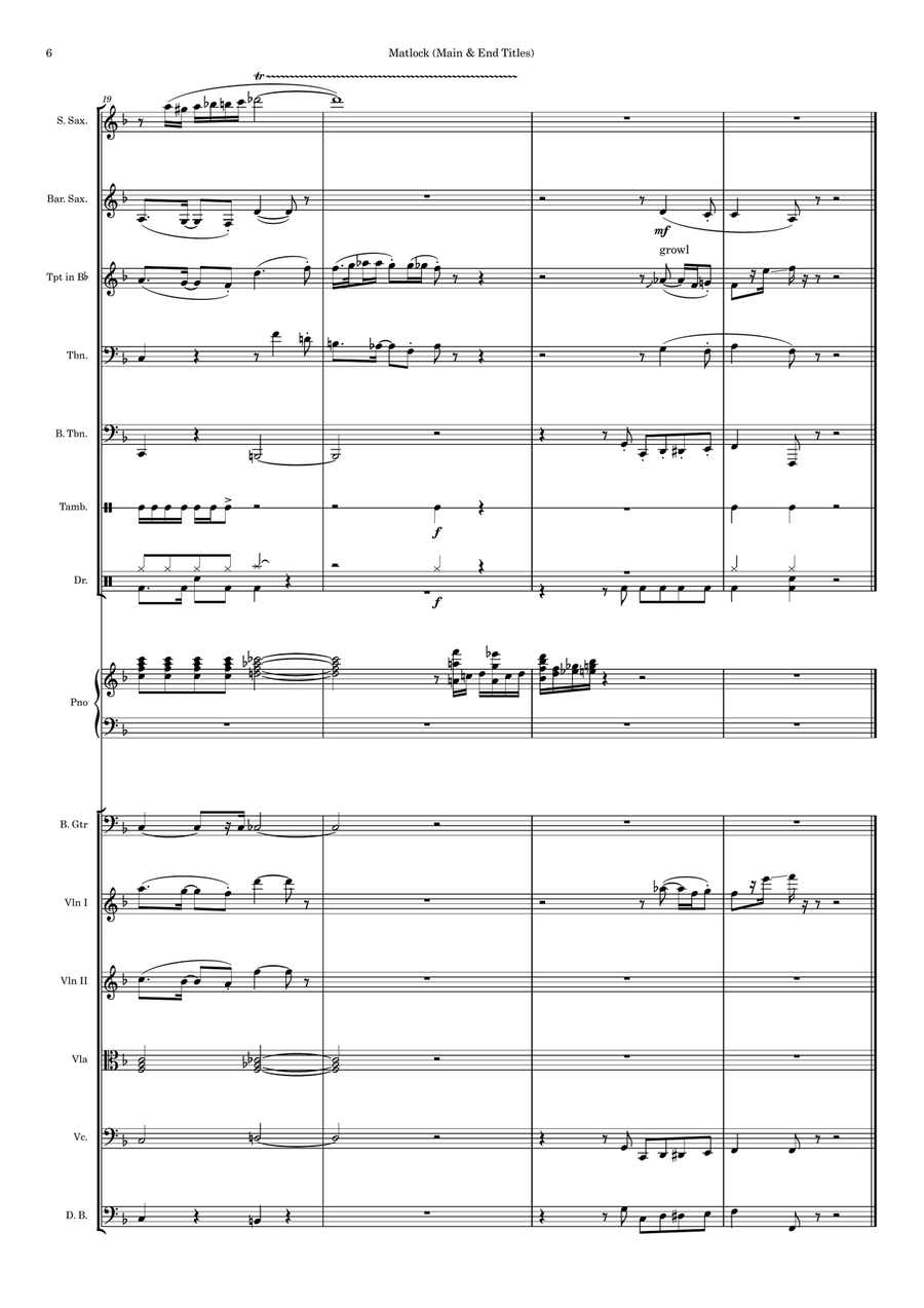 Matlock (Main & End Titles) Large Ensemble scores gallery preview page 6