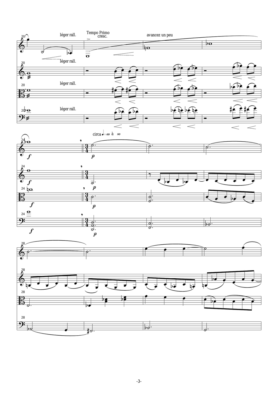 Joseph-François Kremer : Poussières d'Oubli for A clarinet and string trio Small Ensemble scores gallery preview page 3