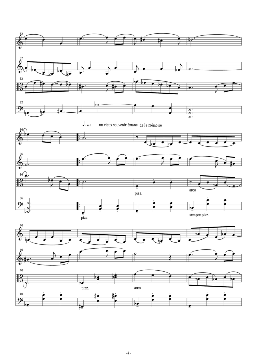 Joseph-François Kremer : Poussières d'Oubli for A clarinet and string trio Small Ensemble scores gallery preview page 4